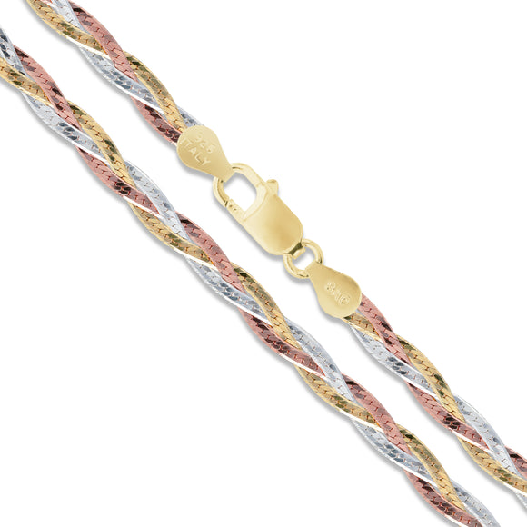 Herringbone 3 Braid 040 - 5mm - Sterling Silver Chain Necklace
