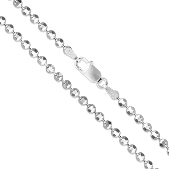 Bead Diamond-Cut 220 - 2.2mm - Sterling Silver Bead Diamond-Cut Chain Necklace