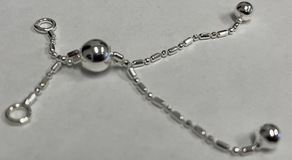 Bracelet Adjustable Slider - Diamond-Cut Bead Bar - Sterling Silver