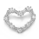 Sterling Silver Outline Unique Linear Heart Pendant Clear Simulated CZ Charm