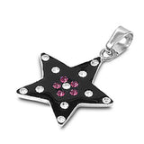 Shiny Black Star Pendant Simulated Amethyst .925 Sterling Silver Mystic Charm