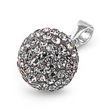 Funky Disco Ball Pendant Clear Rhinestone .925 Sterling Silver Elegant Charm