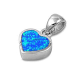 Deep Promise Heart Pendant Blue Simulated Opal .925 Sterling Silver Shiny Charm