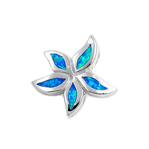 Cute Whimsical Starfish Pendant Blue Simulated Opal .925 Sterling Silver Charm