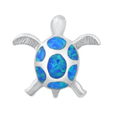 Turtle Pendant Blue Simulated Opal .925 Sterling Silver Charm