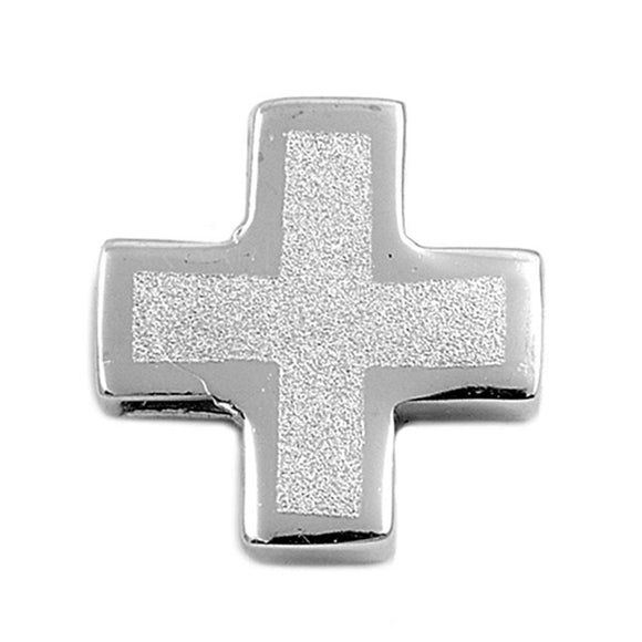 Simple Greek Cross Pendant .925 Sterling Silver Plus Sign Satin Finish Charm