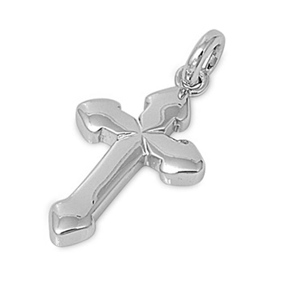 High Polish Cross Pendant .925 Sterling Silver Shiny Traditional Simple Charm