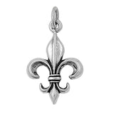 Oxidized Flower Fleur De Lis Pendant .925 Sterling Silver Vintage Lily Charm