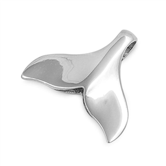 Animal Shiny Whale Tail Pendant .925 Sterling Silver Swim Ocean Beach Charm