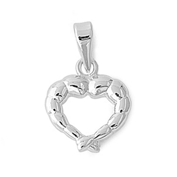 Promise Heart High Polish Shrimp Pendant .925 Sterling Silver Seafood Food Charm