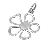 Plumeria Bloom Whimsical Flower Pendant .925 Sterling Silver Blossom Plant Charm