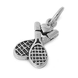 Promise Heart Double Tennis Racquet Pendant .925 Sterling Silver Love Team Charm