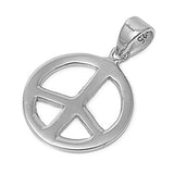 High Polish Peace Sign Pendant .925 Sterling Silver Harmony Unite Love Charm