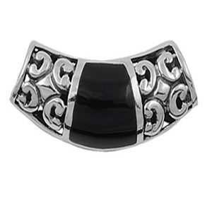 Slide Pendant Black Simulated Onyx .925 Sterling Silver Charm