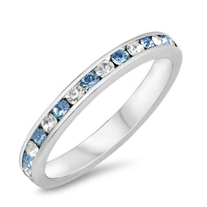 Aquamarine CZ Classic Simple Elegant Ring .925 Sterling Silver Band Sizes 3-12