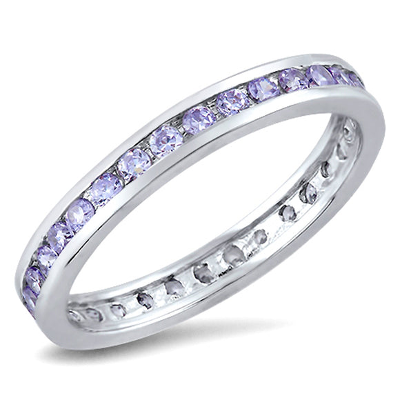 Lavender CZ Simple Cute Thumb Promise Ring .925 Sterling Silver Band Sizes 4-10