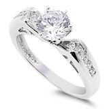 Round Clear CZ Solitaire Wedding Ring New .925 Sterling Silver Band Sizes 4-11