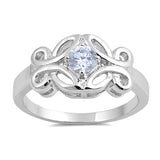 Round White CZ Solitaire Beautiful Butterfly 925 Sterling Silver Ring Sizes 5-9