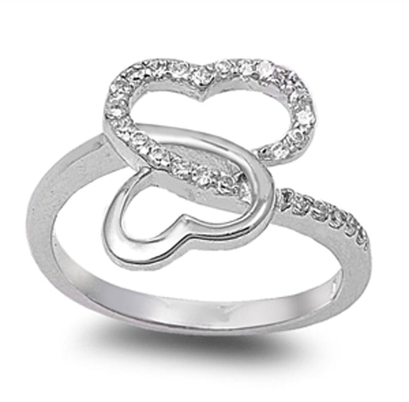 Clear CZ Infinity Criss Cross Heart Promise Ring Sterling Silver Band Sizes 4-10