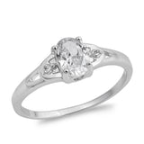 Oval Clear CZ Solitaire Bridal Engagement Ring Sterling Silver Band Sizes 4-9