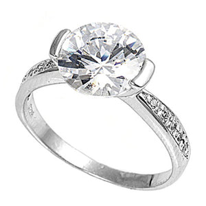 Round Solitaire Clear CZ Beautiful Ring New .925 Sterling Silver Band Sizes 5-10