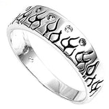 Clear CZ Biker Flames Vine Branch Ring New .925 Sterling Silver Band Sizes 5-9