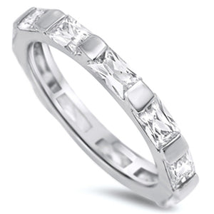 Clear CZ Eternity Stackable Wedding Ring New 925 Sterling Silver Band Sizes 5-13