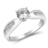 Round Clear CZ Solitaire Wedding Ring New .925 Sterling Silver Band Sizes 5-10