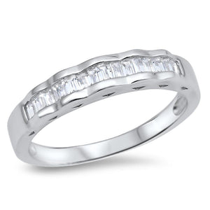 Clear CZ Wave Ripple Stackable Accent Ring .925 Sterling Silver Band Sizes 5-10