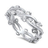 White CZ Criss Cross Infinity Stackable Ring 925 Sterling Silver Band Sizes 5-10