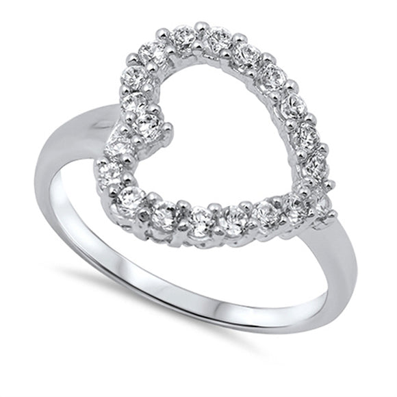 Clear CZ Promise Micro Pave Heart Ring New .925 Sterling Silver Band Sizes 5-11