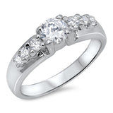 Round Clear CZ Solitaire Wedding Ring New .925 Sterling Silver Band Sizes 5-9