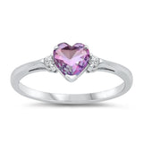 Pink Purple Ombre CZ Promise Heart Ring New .925 Sterling Silver Band Sizes 4-10