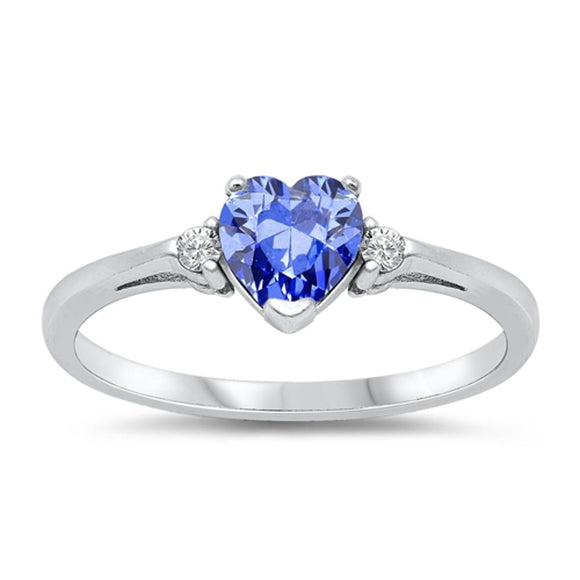 Tanzanite CZ Heart Promise Ring New .925 Sterling Silver Band Sizes 4-12