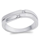 Clear CZ Round Wave Curve Stackable Ring New 925 Sterling Silver Band Sizes 4-9