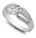 Oval Clear CZ Wedding Solitaire Ring New .925 Sterling Silver Band Sizes 4-9