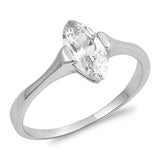 Marquise Clear CZ Polished Solitaire Ring .925 Sterling Silver Band Sizes 5-10