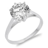 White CZ Brilliant Large Round Solitaire Ring Sterling Silver Band Sizes 5-10