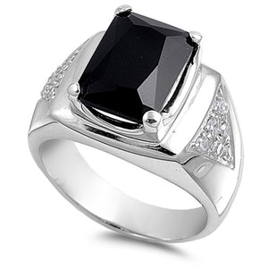 Black CZ Unique Elegant Polished Ring New .925 Sterling Silver Band Sizes 8-15