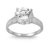 Clear CZ Round Brilliant Solitaire Wedding Ring Sterling Silver Band Sizes 5-10