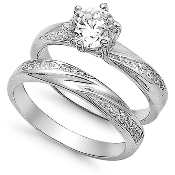 Clear CZ Classic Twisted Solitaire Ring New .925 Sterling Silver Band Sizes 5-10