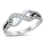 Clear CZ Infinity Rope Knot Ring .925 Sterling Silver Band Sizes 3-13