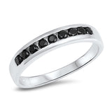 Black CZ Stacking Modern Chic Ring New 925 Sterling Silver Thumb Band Sizes 4-10