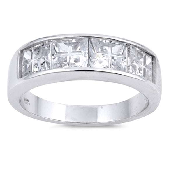 Clear CZ Polished Simple Thumb Unique Ring .925 Sterling Silver Band Sizes 6-13