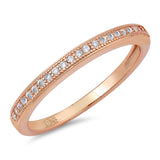 Rose Gold-Tone Clear CZ Wedding Ring New .925 Sterling Silver Band Sizes 4-10