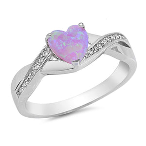 Pink Lab Opal Infinity Heart Promise Ring .925 Sterling Silver Band Sizes 4-10