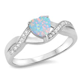 White Lab Opal Infinity Knot Heart Ring New .925 Sterling Silver Band Sizes 4-12