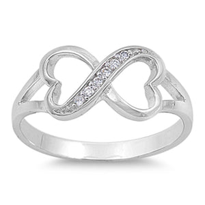 Clear CZ Heart Infinity Love Ring New .925 Sterling Silver Thumb Band Sizes 4-10