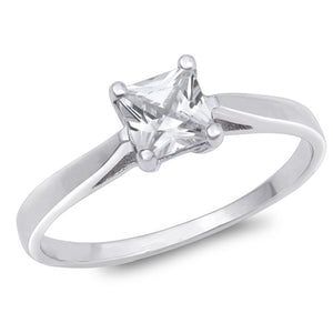 Clear CZ Polished Cutout Elegant Ring New .925 Sterling Silver Band Sizes 5-10