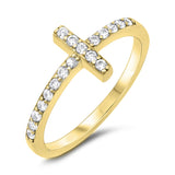 Unique Studded Sideways Cross Ring .925 Sterling Silver Sizes 5-12